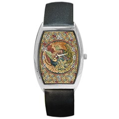 Wings Feathers Cubism Mosaic Barrel Style Metal Watch by Celenk