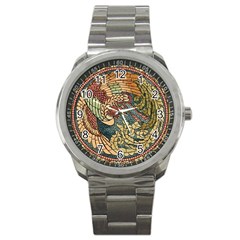 Wings Feathers Cubism Mosaic Sport Metal Watch by Celenk