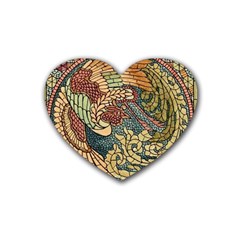 Wings Feathers Cubism Mosaic Heart Coaster (4 Pack)  by Celenk