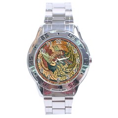 Wings Feathers Cubism Mosaic Stainless Steel Analogue Watch by Celenk