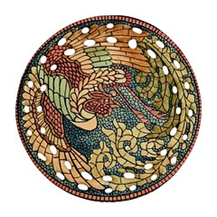 Wings Feathers Cubism Mosaic Ornament (round Filigree) by Celenk