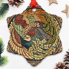 Wings Feathers Cubism Mosaic Ornament (snowflake) by Celenk