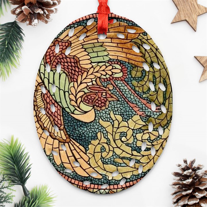 Wings Feathers Cubism Mosaic Oval Filigree Ornament (Two Sides)