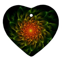 Beautiful Orange-green Desert Cactus Fractalspiral Ornament (heart) by jayaprime