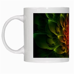 Beautiful Orange-green Desert Cactus Fractalspiral White Mugs by jayaprime