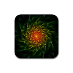 Beautiful Orange-green Desert Cactus Fractalspiral Rubber Coaster (square)  by jayaprime