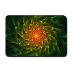 Beautiful Orange-green Desert Cactus Fractalspiral Small Doormat  by jayaprime