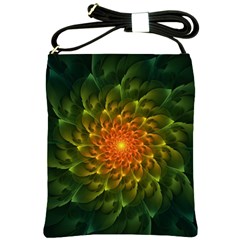 Beautiful Orange-green Desert Cactus Fractalspiral Shoulder Sling Bags by jayaprime