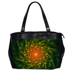 Beautiful Orange-green Desert Cactus Fractalspiral Office Handbags (2 Sides)  by jayaprime