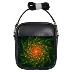 Beautiful Orange-green Desert Cactus Fractalspiral Girls Sling Bags by jayaprime