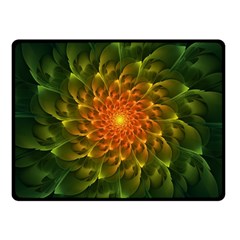 Beautiful Orange-green Desert Cactus Fractalspiral Fleece Blanket (small) by jayaprime