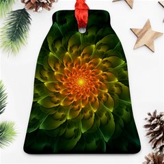 Beautiful Orange-green Desert Cactus Fractalspiral Ornament (bell) by jayaprime