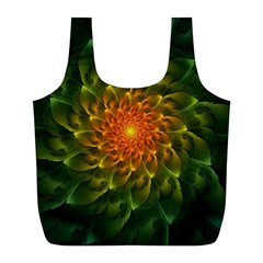 Beautiful Orange-green Desert Cactus Fractalspiral Full Print Recycle Bags (l)  by jayaprime