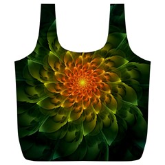 Beautiful Orange-green Desert Cactus Fractalspiral Full Print Recycle Bags (l)  by jayaprime