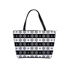 Snowflakes - Christmas Pattern Shoulder Handbags by Valentinaart