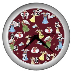 Christmas Angels  Wall Clocks (silver)  by Valentinaart