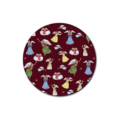 Christmas Angels  Rubber Coaster (round)  by Valentinaart