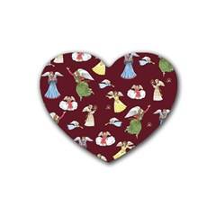 Christmas Angels  Rubber Coaster (heart)  by Valentinaart