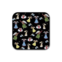 Christmas Angels  Rubber Square Coaster (4 Pack) 