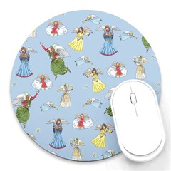 Christmas Angels  Round Mousepads by Valentinaart