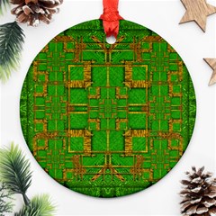 Golden Green And  Sunshine Pop Art Ornament (round) by pepitasart