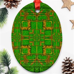 Golden Green And  Sunshine Pop Art Ornament (oval) by pepitasart