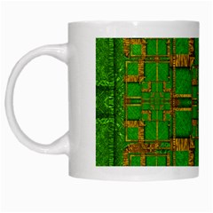 Golden Green And  Sunshine Pop Art White Mugs by pepitasart