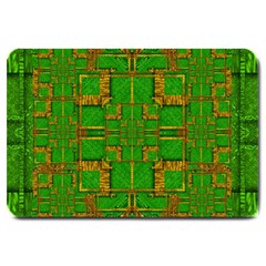 Golden Green And  Sunshine Pop Art Large Doormat  by pepitasart