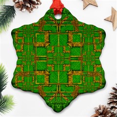 Golden Green And  Sunshine Pop Art Ornament (snowflake) by pepitasart