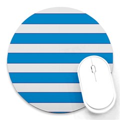 Blue And White Lines Round Mousepads by berwies