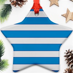 Blue And White Lines Ornament (star) by berwies