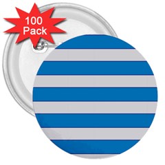 Blue And White Lines 3  Buttons (100 Pack)  by berwies