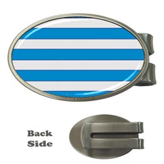 Blue And White Lines Money Clips (oval)  by berwies