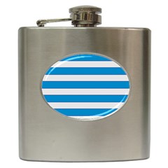 Blue And White Lines Hip Flask (6 Oz) by berwies