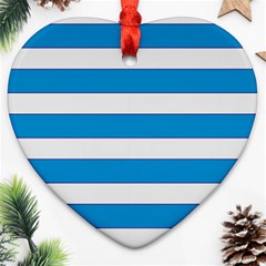 Blue And White Lines Heart Ornament (two Sides) by berwies