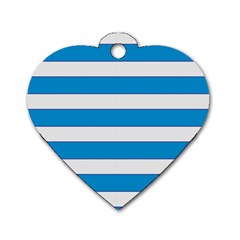 Blue And White Lines Dog Tag Heart (one Side) by berwies