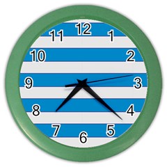 Blue And White Lines Color Wall Clocks by berwies