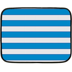 Blue And White Lines Double Sided Fleece Blanket (mini)  by berwies