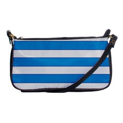 Blue And White Lines Shoulder Clutch Bags by berwies