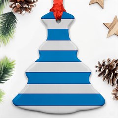 Blue And White Lines Ornament (christmas Tree)  by berwies