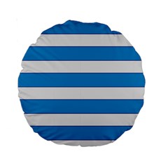 Blue And White Lines Standard 15  Premium Round Cushions by berwies