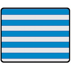 Blue And White Lines Double Sided Fleece Blanket (medium)  by berwies