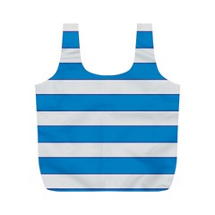 Blue And White Lines Full Print Recycle Bags (m)  by berwies