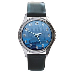 Blue Mountain Round Metal Watch