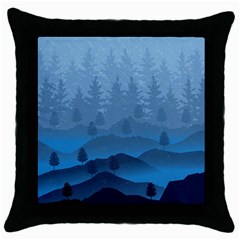 Blue Mountain Throw Pillow Case (Black)