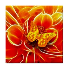 Arrangement Butterfly Aesthetics Orange Background Tile Coasters