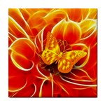 Arrangement Butterfly Aesthetics Orange Background Tile Coasters Front