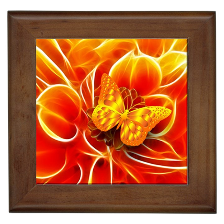 Arrangement Butterfly Aesthetics Orange Background Framed Tiles