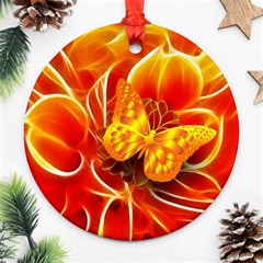 Arrangement Butterfly Aesthetics Orange Background Ornament (Round)