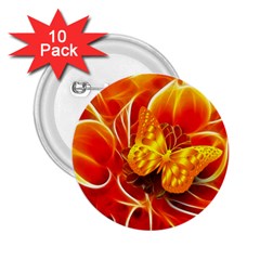 Arrangement Butterfly Aesthetics Orange Background 2 25  Buttons (10 Pack)  by Celenk